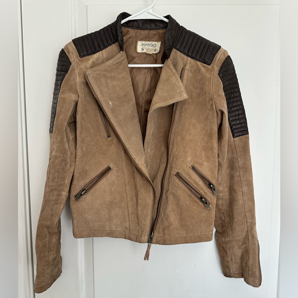 Mango Brown Suede Biker Jacket